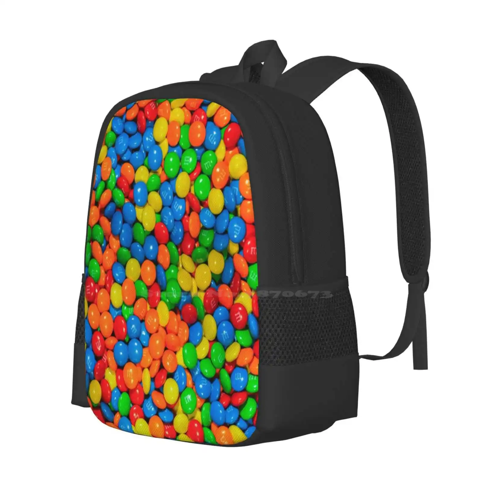 M&M Hot Sale Backpack Fashion Bags John Velocci Baneling Candy M Sweet Food Colors Colours Colorful Colourful Red Orange Green