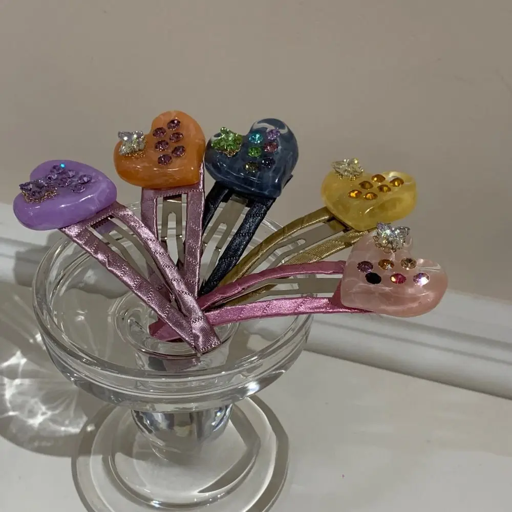 Заколка для волос из ацетата в стиле ретро, заколка для волос BB, заколка для челки, заколка со стразами, заколка-бабочка, заколка для волос в форме сердца, ежедневная