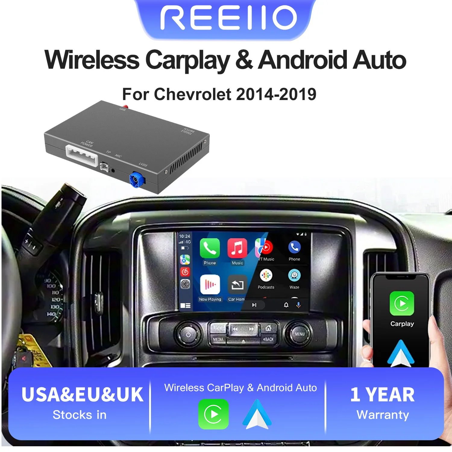 Wireless CarPlay For Chevrolet Trax silverado Tahoe impala Android Auto Mirror Link AirPlay Reverse Camera Car Player
