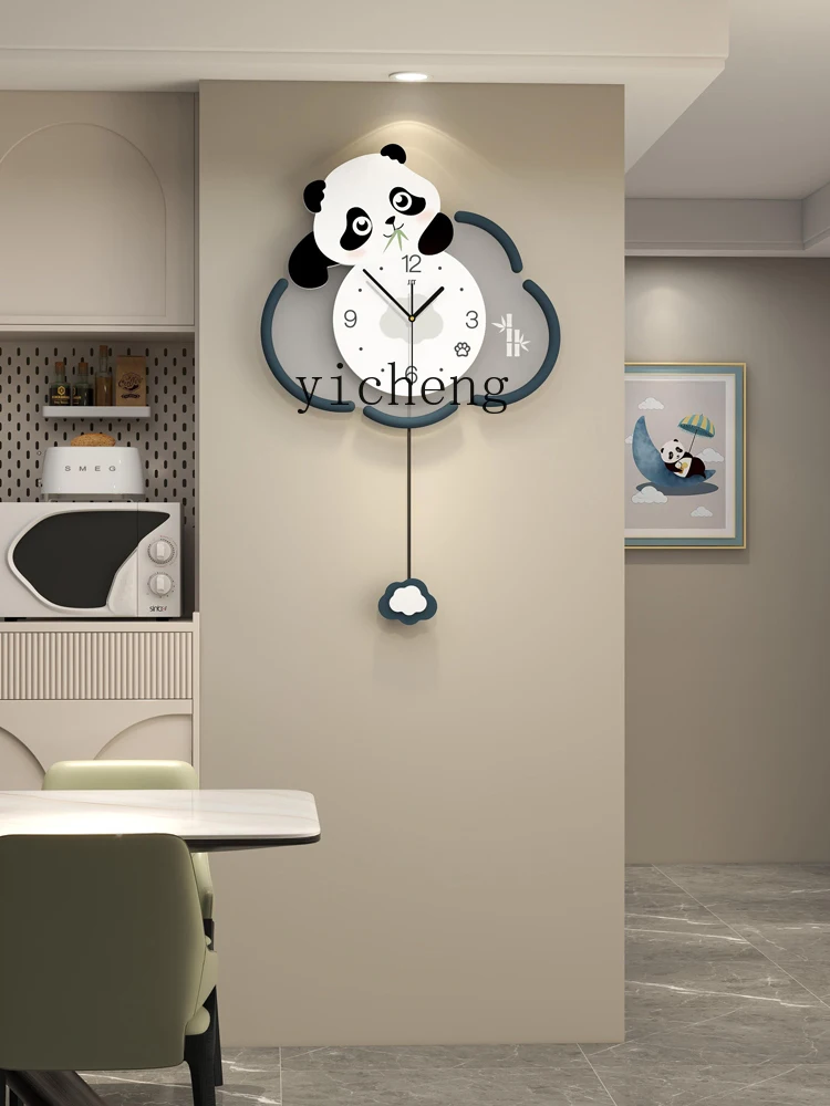 

ZYA Cloud Panda Wall Clock Living Room Clock Decoration Home Restaurant Simple Clock home accessories