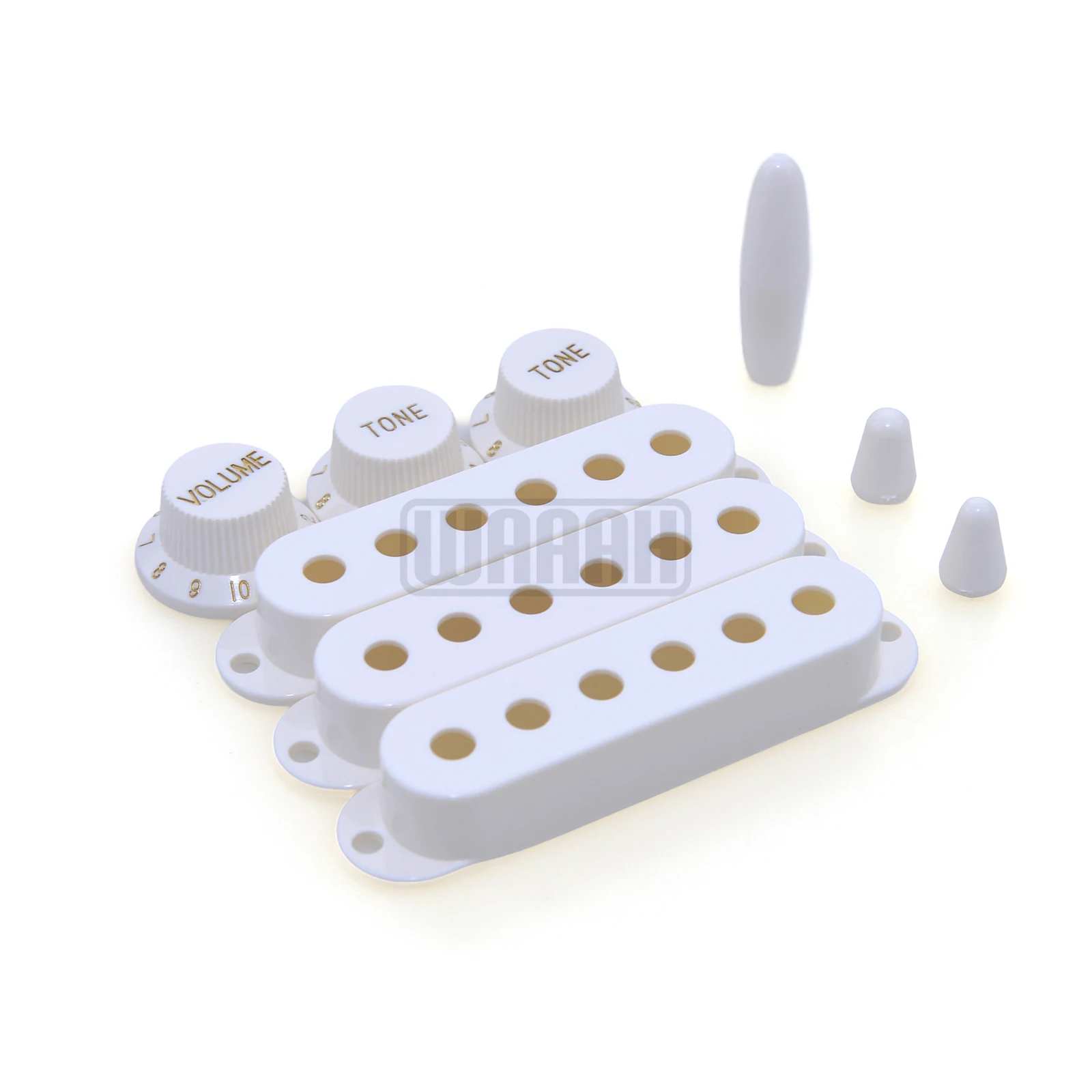 WAAAH Single-Coil-ST-Gitarren-Tonabnehmerabdeckung mit 2-Ton- und 1-Volumen-Drehreglern und Schalterkopf-Teilesatz Gitarrenteile – Detail 9