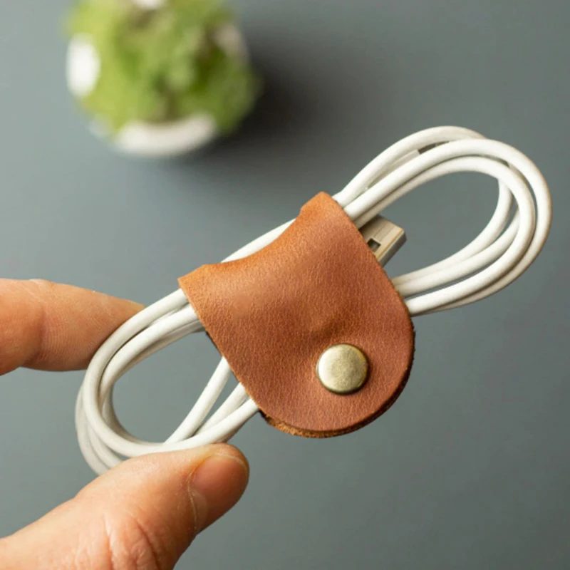 1/3Pcs Mini Leather Cable Winder Earphone Accessories Cord Organizer Charger Cable Protector Clips Cord Holder Cable Management