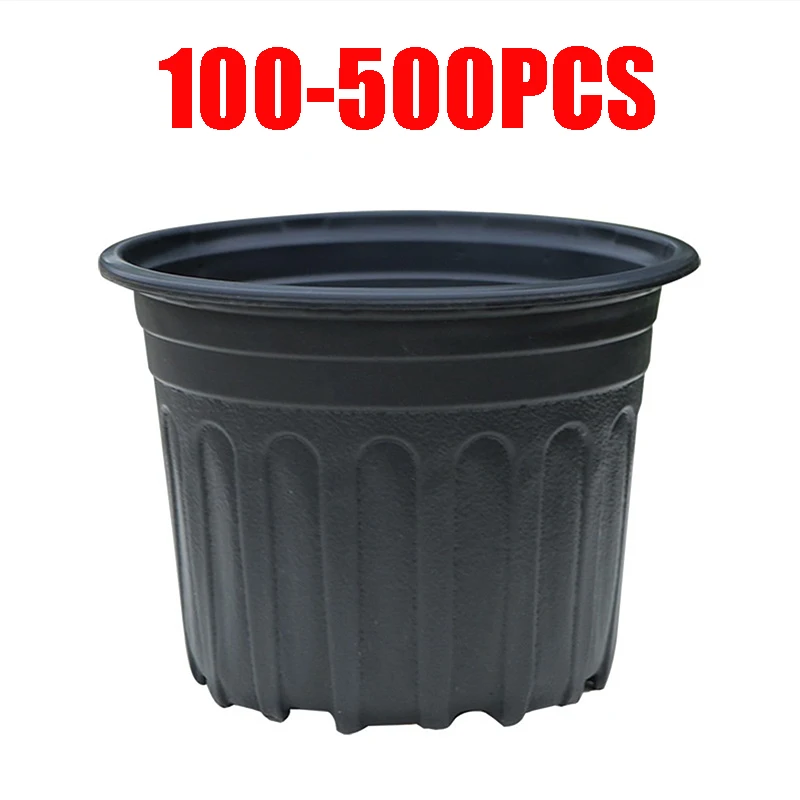 100-500PCS Flexible Plastic Nursery Pots with Drainage Holes Soft Seedling Containers for Succulents Home Garden Planting