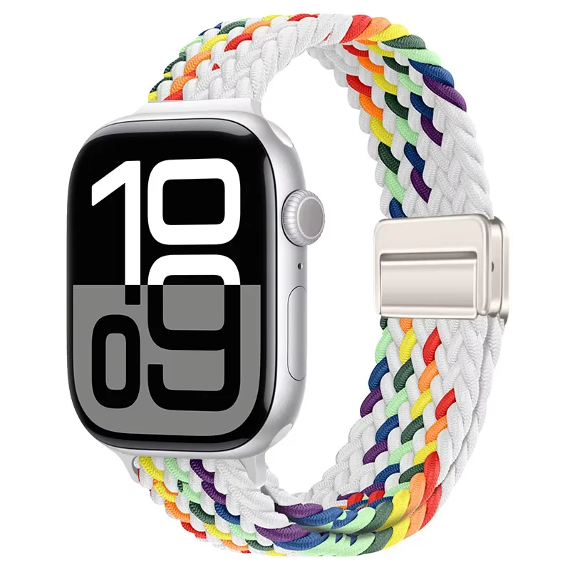 슬림 나일론 브레이드 루프 나일론 스트랩 애플워치 울트라2/1 49mm 10 46mm 42mm 팔찌 아이워치 9 8 7 6 SE 45mm 41mm 40 44mm 밴드