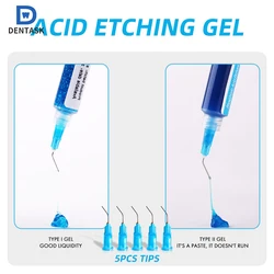 Dentistry Etching Gel 37% Dental Materials Teeth Cleaning Adhesive Resin Braces Bonding Glue Phosphoric Acid Etchant+5pcs Tips