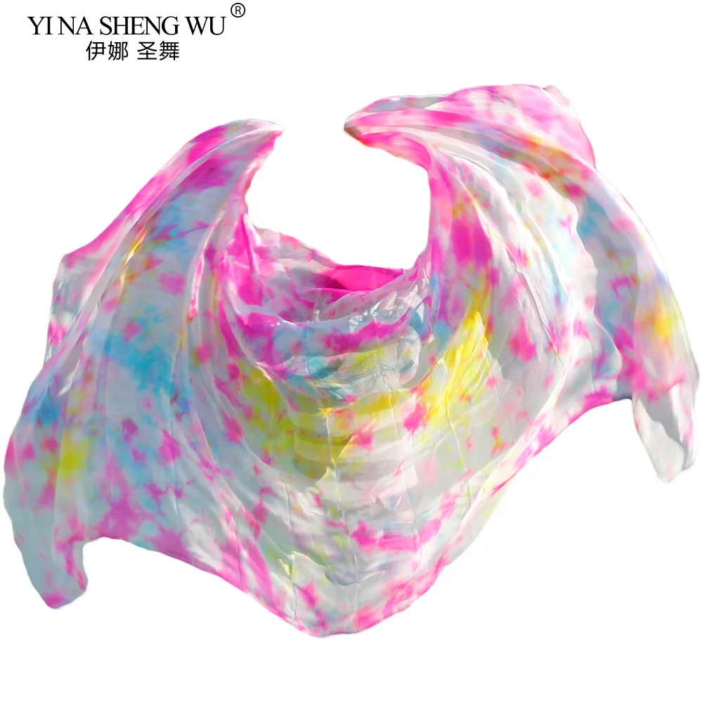 100% Silk High Quality Cheap Dance Veils Women's Sexy 100% Silk Belly Dance Veil Wholesale Tie Dyeing Multiple Colors Available
