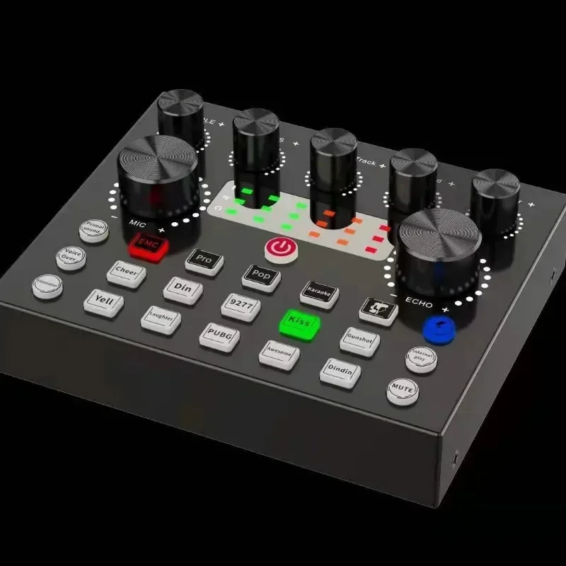 V8s لايف كارت الصوت خلاط الصوت بودكاست كاريوكي المنزل استوديو سجل المهنية Soundcard هيئة التصنيع العسكري خلاط مغير الصوت