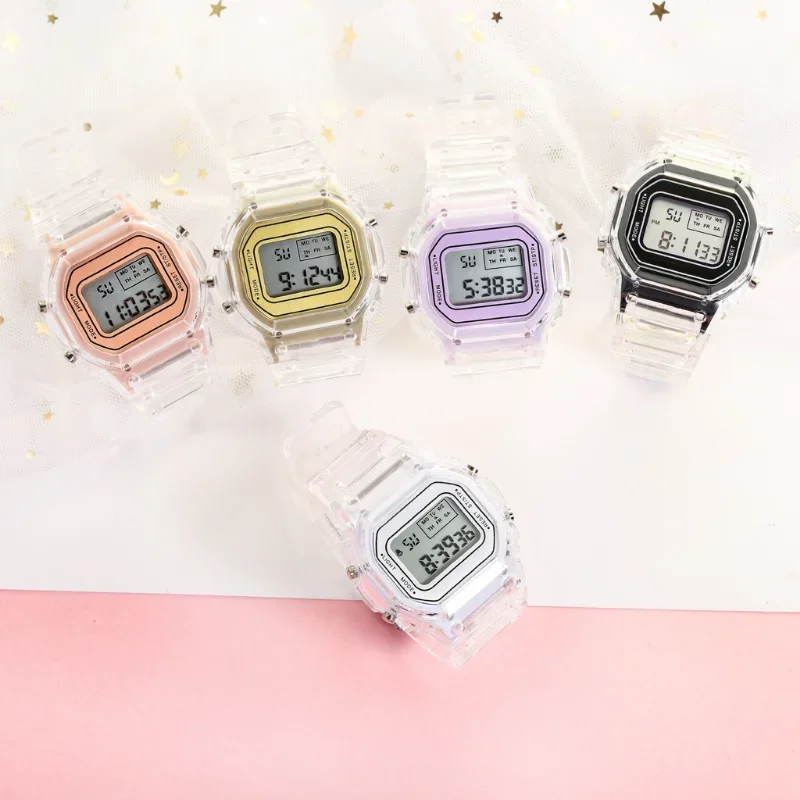 Reloj electrónico LED para estudiantes, pulsera Digital cuadrada pequeña con pantalla de semana, resistente al agua, para deportes al aire libre,