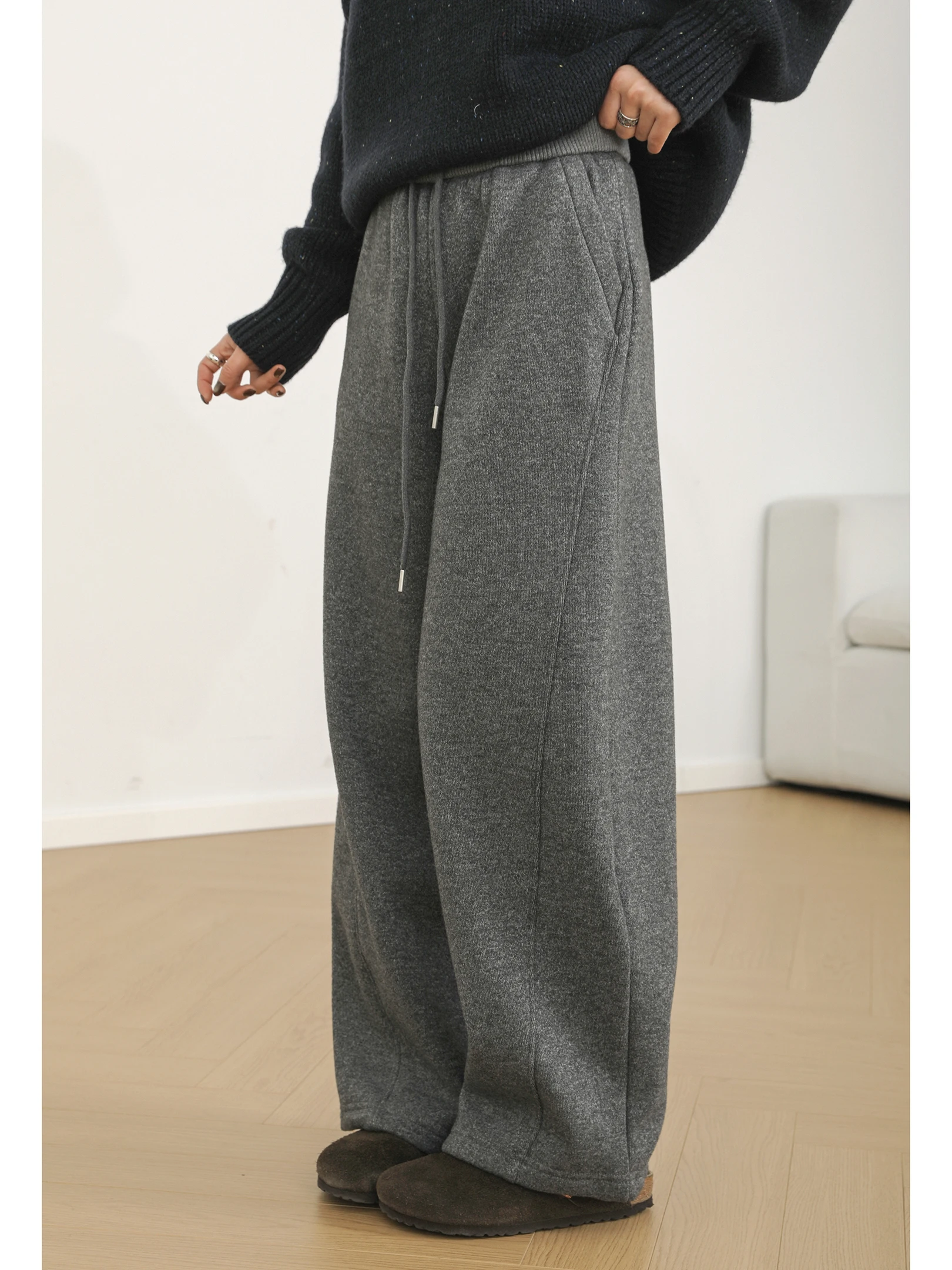 

Теплые повседневные брюки Thiened Fce с широкими штанинами, вязаные, драпирующиеся, на резинке...