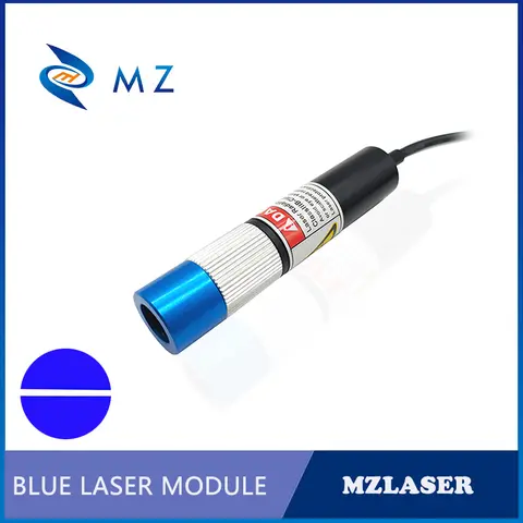 Powell Lens Blue Line Adjustable Focusing Laser Diode Module 450nm 50mW D16mm with Bracket And Power Supply for 5V 12V 24V