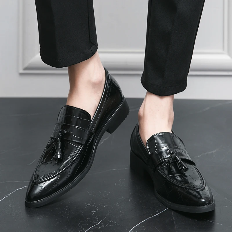 Men Fashion New Lefu Shoes Men's Shoes Pointed Lightweight Driving Shoes Business Office Leather Shoes Black 38-46 Men's Shoes