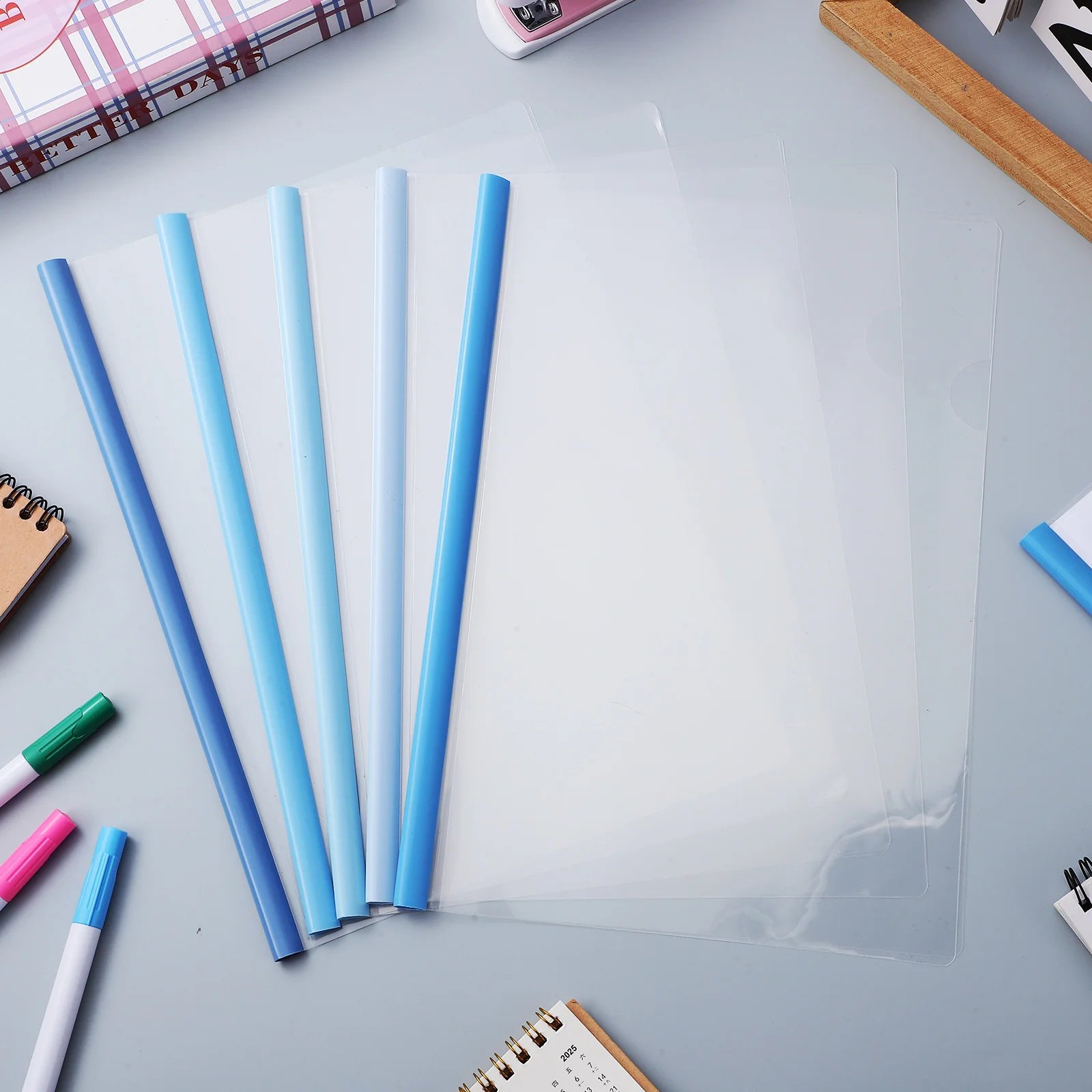 

10pcs Binder Report Resume Folders Clear Plastic Slide Binder Document Organizer File Storage Clamp For School