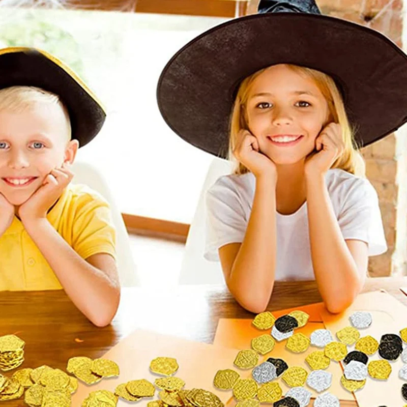 600 Pcs Plastic Gold Coins Pirate Coins Kids Play Coins For Pirate Party Treasure Chest Games Tokens Toys Cosplay