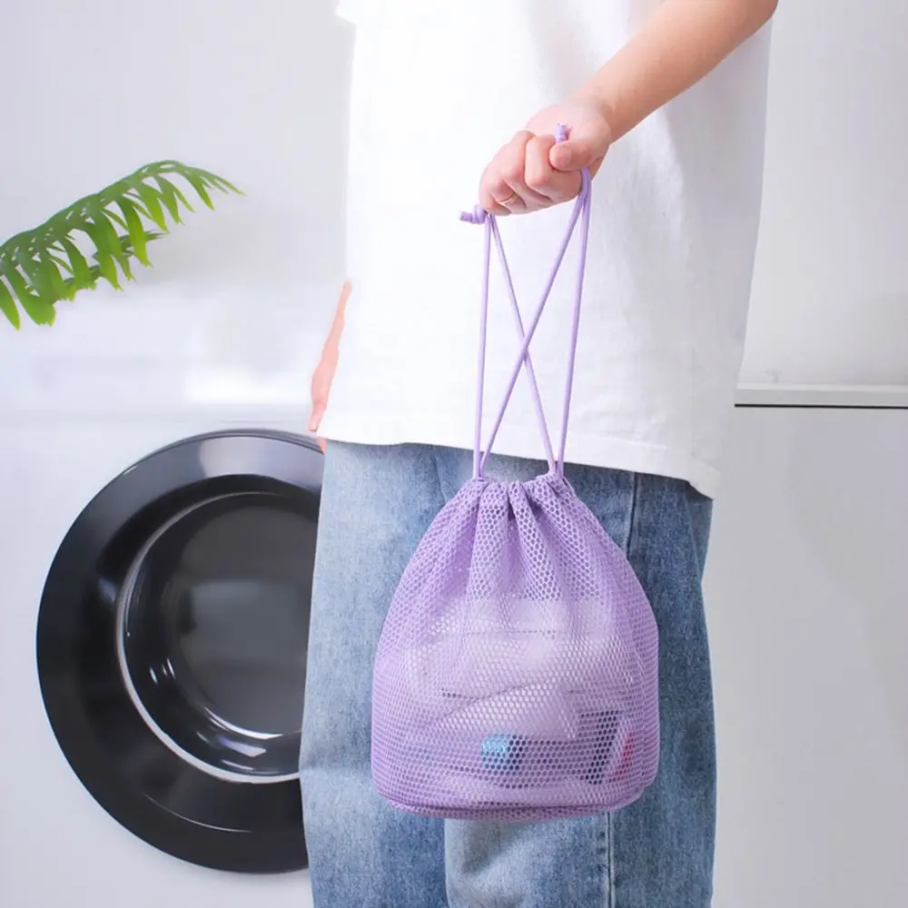 Fashion Dopamine Color Cosmetic Bag Drawstring Mesh Lazy Toiletries Bag Large Capacity Storage Bag