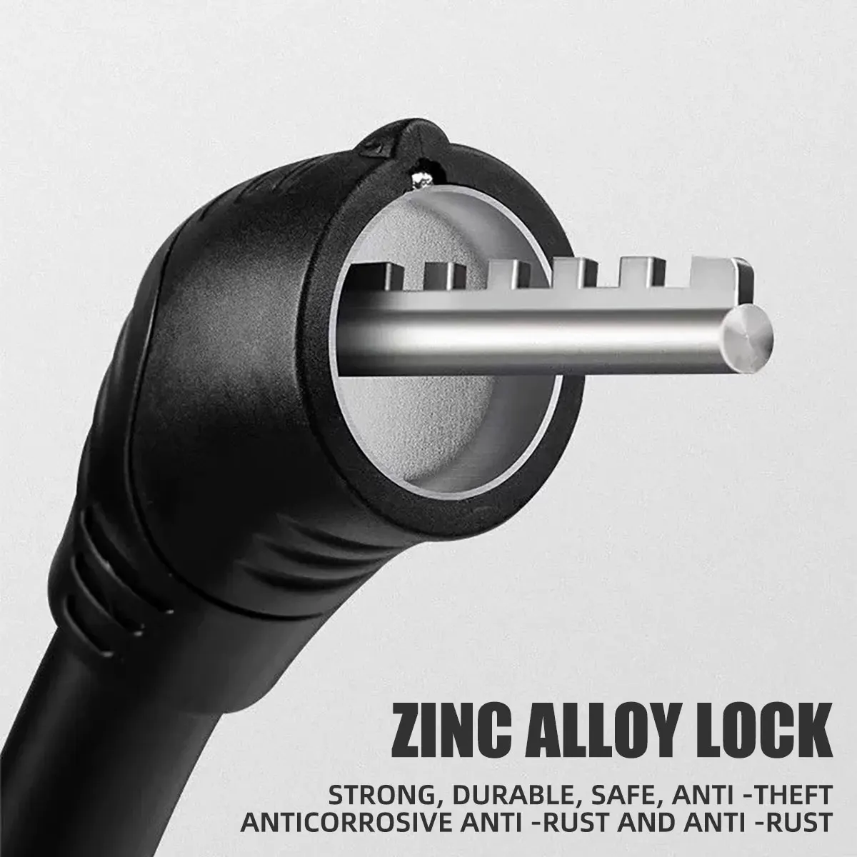 Motorcycle Bike Safety Anti-theft Lock Waterproof Portable Scooter Bicycle Coiled Steel Cable Lock Alloy Lock Head