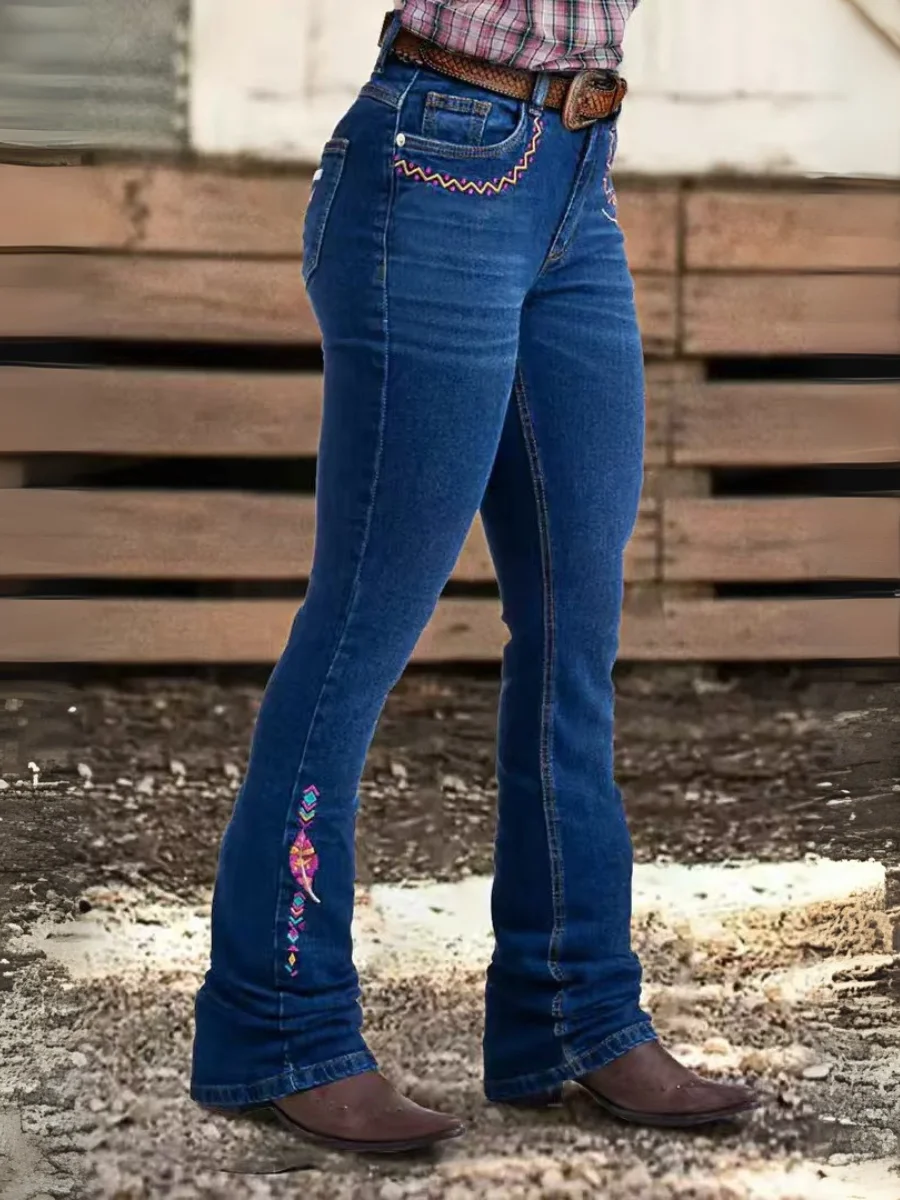 Women Shoes Jeans - 【HME】Jeans | Damen Western-Jeanshosen, bunte ethnische