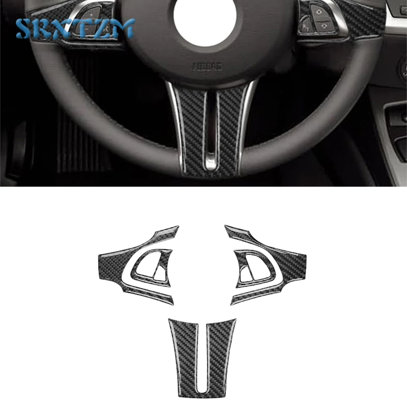 For BMW Z4 E85 2003 2004 2005 2006 2007 2008 Carbon Fiber Interior Steering Wheel Cover Trim Car Sticker