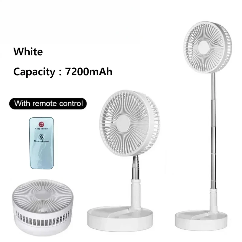 

7200mAh USB Rechargeable Portable Fan Household Foldable TelescopicFan LowNoise Electric Cooling Fan 4 Speed campingPortable Fan