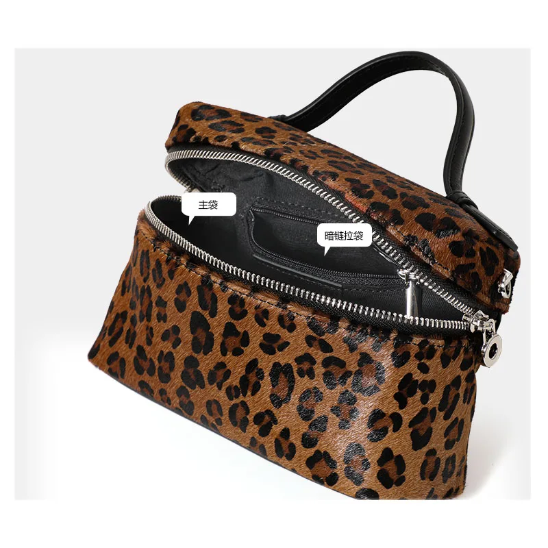 Aidrani Borsa a tracolla da donna in vera pelle fashion leopard print design borsa in pelle bovina