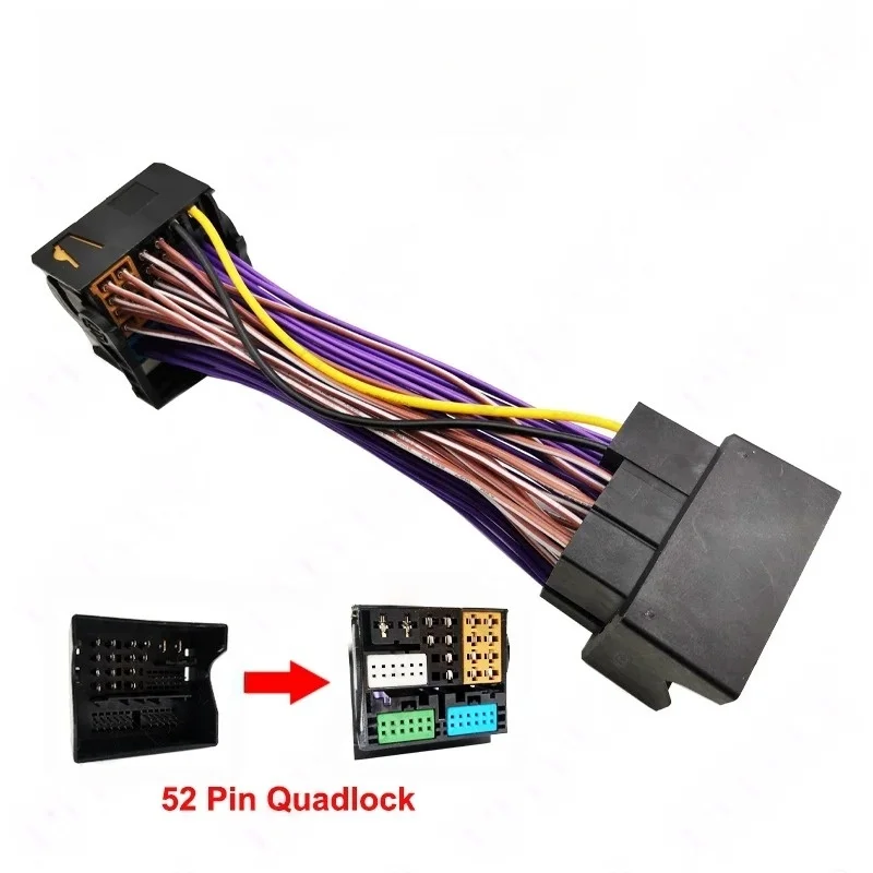 For VW Golf Jetta Polo T-ROC Tiguan Passat Audi 52 Pin Quadlock Extension Harness Adapter Plug Play Wiring Cable