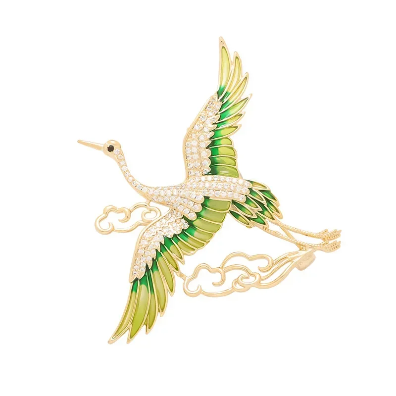 1Pc Exquisite Crane Brooch for Men Women Fashion Crane Cloud Animal Brooches Pins Jewelry Accessories Party Gifts 2026 Trend