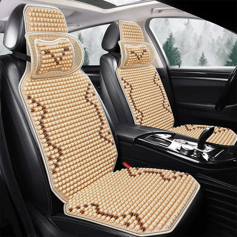 1PCS Summer Cool Car Seat Cover Natural Maple Wood Bead Car Seat Cushion Massage Breathable Environmental Waterproof Seat Mat