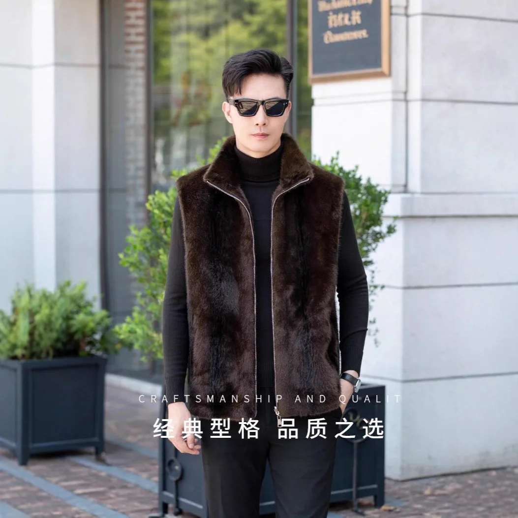 سترات رجالية جديدة للخريف والشتاء عصرية غير رسمية ومتعددة الاستخدامات، سترة سميكة من المينك المقلد الدافئ على الوجهين #2