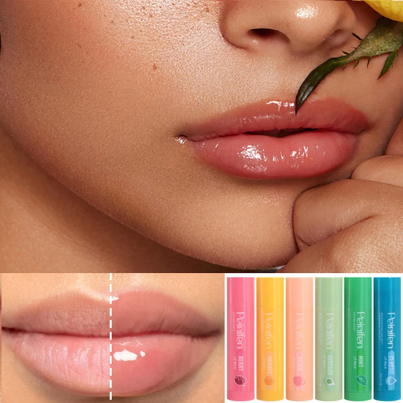 Set de 6 Bálsamos Labiales con Sabor a Frutas, Varios Tonos de Bayas, Bálsamo Labial Hidratante, Aspecto Natural, Tu Compañero de Maquillaje Labial