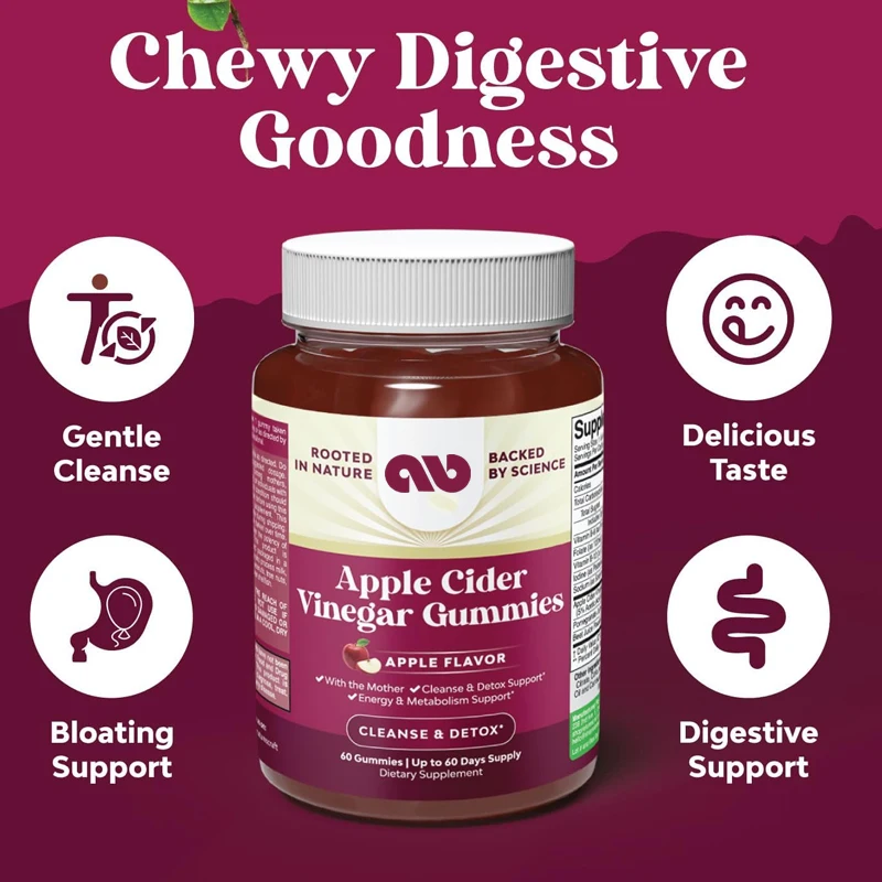 

Apple cider vinegar ACV gummies - containing vitamin B6, B12, beetroot, and pomegranate -60 gummies