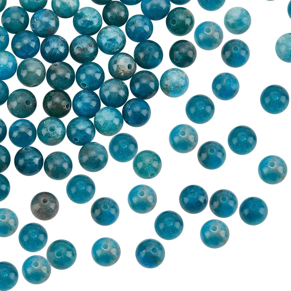 About 62pcs Natural Apatite Beads 6.5mm Ocean Blue Apatite Gemstone  Energy Stone Round Loose  for Bracelet