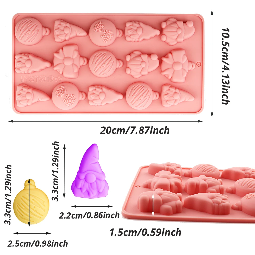 Christmas Silicone Molds for Cake, Chocolate, and Candy Making, Featuring Snowflakes, Christmas Trees, Santa Claus, and Snowman Shapes, DIY Baking Decorations, DIY Cake Baking Decorations