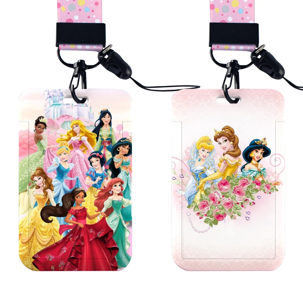 

Disney Princess Card Holder Student Keychain Girls Cinderella Belle Jasmine Metro Protective Case Passport Cover