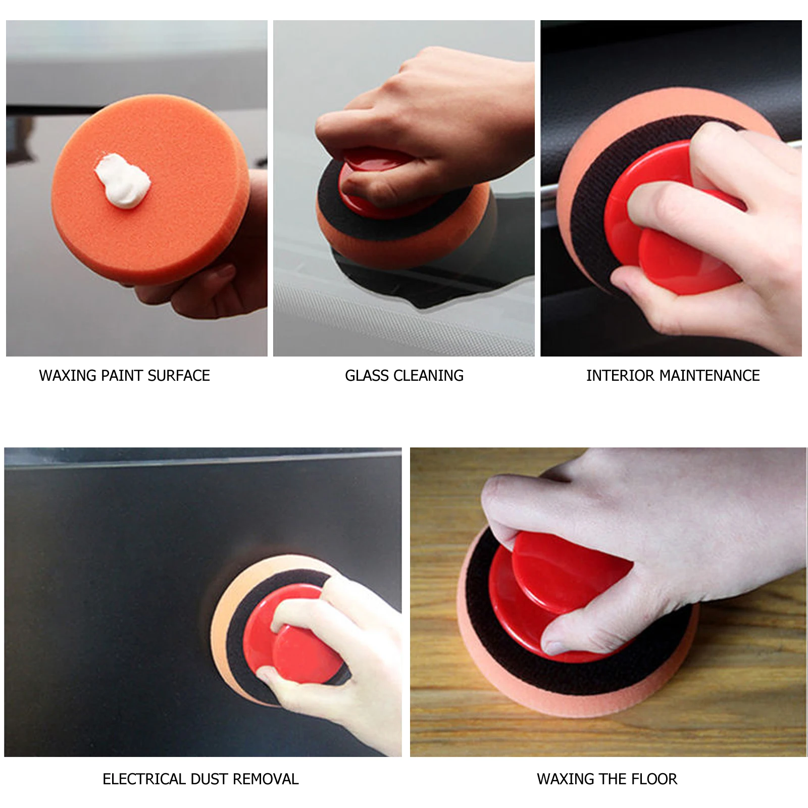 

6 pcs Sponge Polishing Pad Car Body Tools Plastic Handle Wax Applicator Auto Supplies Furniture Wood Polish Small Gaps