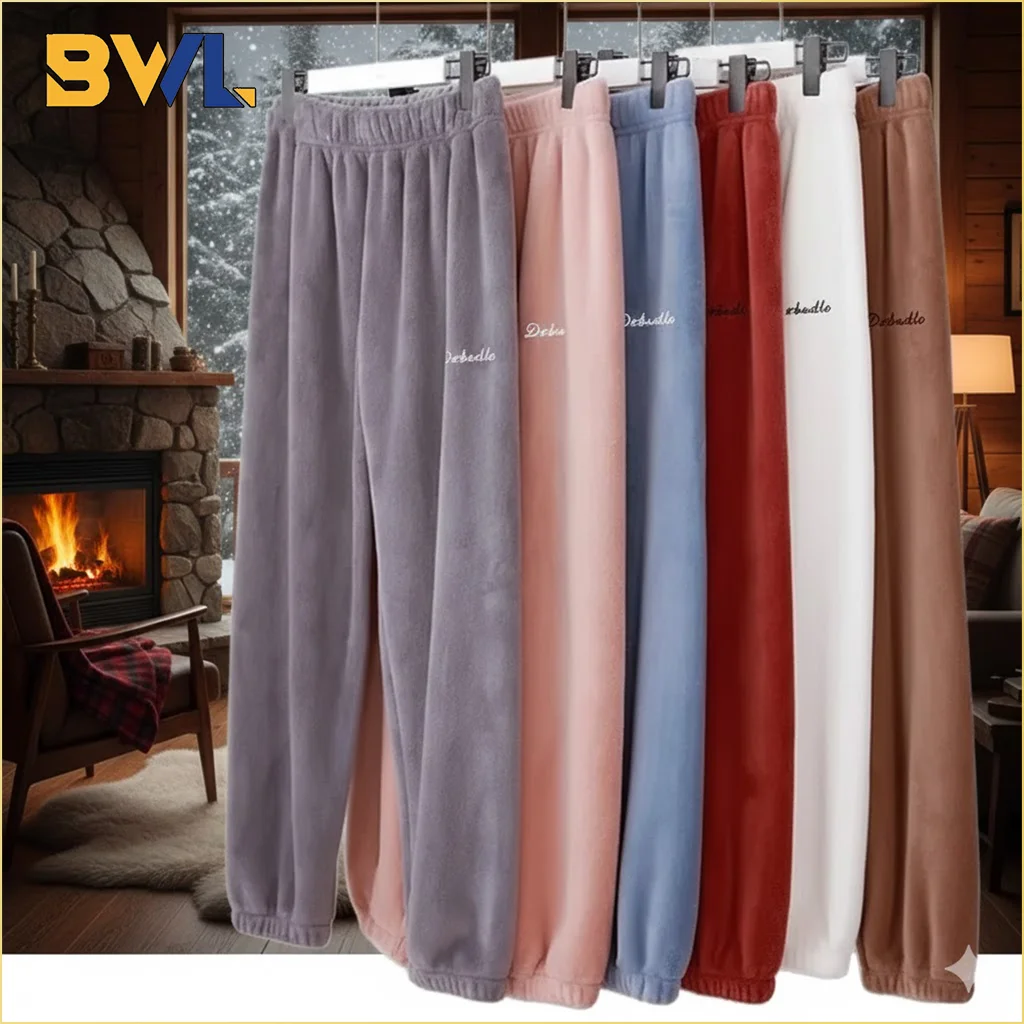 

Women Plush Thermal Pajama Pants Thick Warm Fleece Lined Cozy Lounge Bottoms Elastic Waist Winter Home Sleepwear
