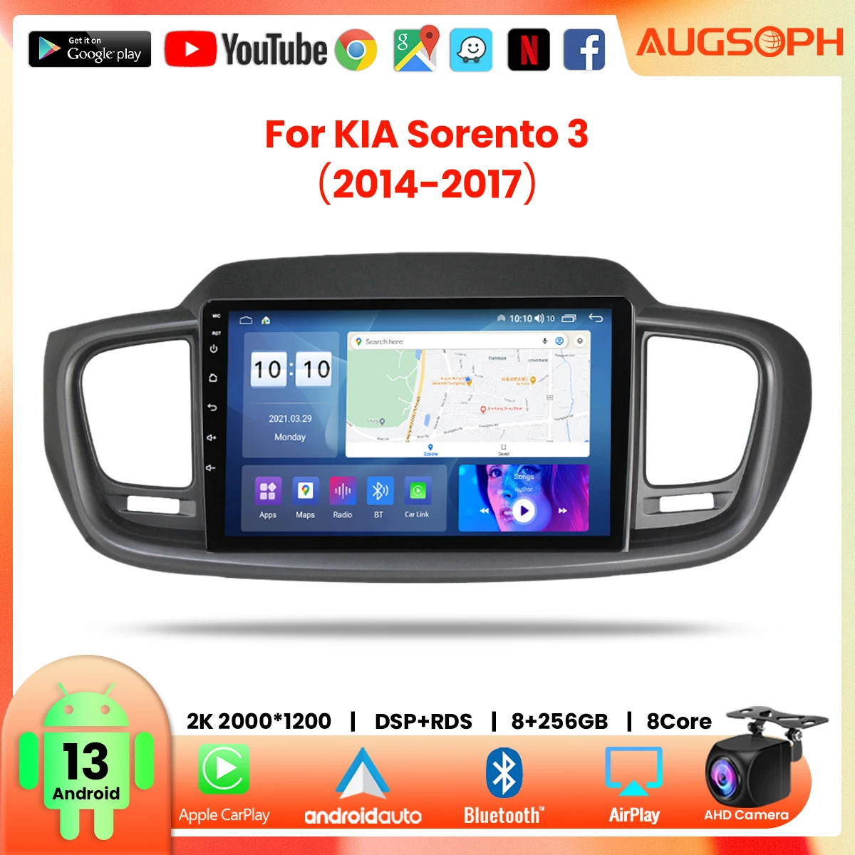 

Android 13 Car Radio for KIA Sorento 3 2014-2017, 10inch 2K Multimedia Player with 4G Car Carplay DSP & 2Din GPS Navigation