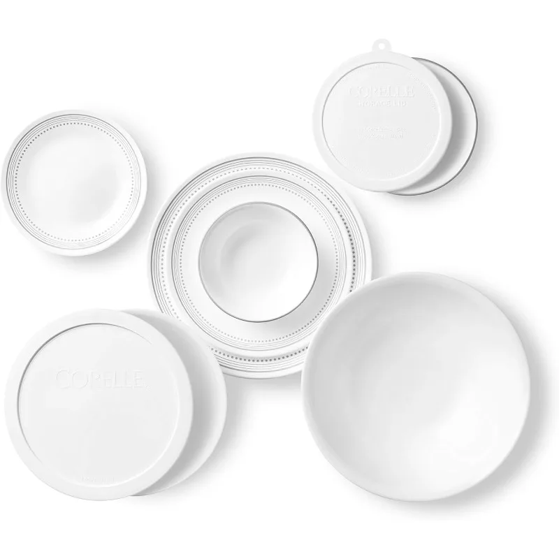 78-Piece Service for 12 Dinnerware Set, Triple Layer Glass and Chip Resistant, Lightweight Round Plates and Bowls Set