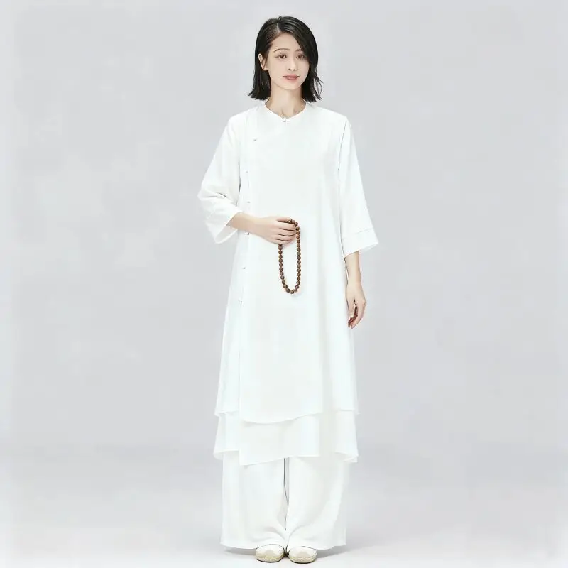 

Sweet Ethnic Artistic Retro Zen Tea Costume Set Women's Spring Fashion Cotton Traditional Stage Clothing Ensemble