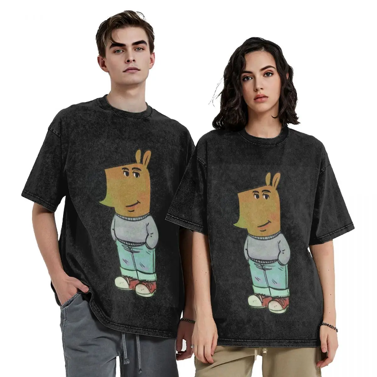 Chill Guy Hip Hop Short Sleeve T-Shirts Washed Tops Tees Streetwear T Shirt Harajuku for Men Women