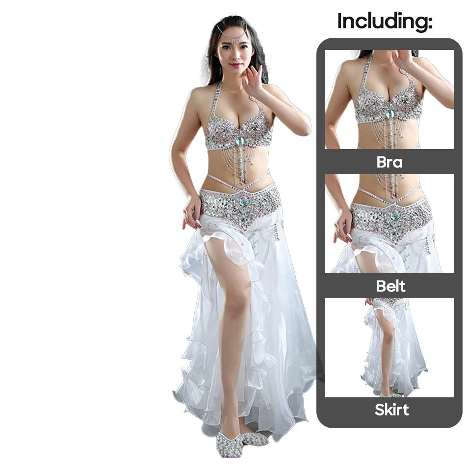 طقم بدلة تنورة وحمالة صدر من الفانيلا ، حزام مصنوع يدويًا ، زي أداء ، إكسسوارات رقص شرقي ، صيفي