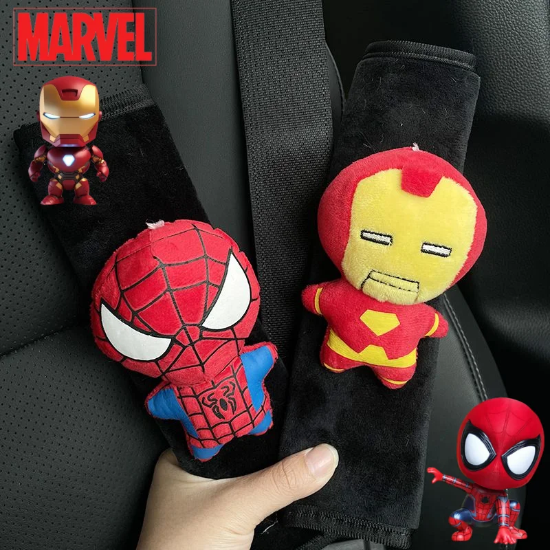 

Милый Marvel Железный Человек-Паук, новая мода, креативная аниме-мультяшная фигурка, украшение для ремня безопасности автомобиля, защитный рукав для плеч