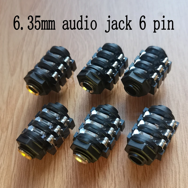 

2-5pcs Dual Channel 6.35mm Stereo Female Socket 6.5 Microphone Audio Jack 6pin Soldering PCB Board For Speaker Karaoke Equipment