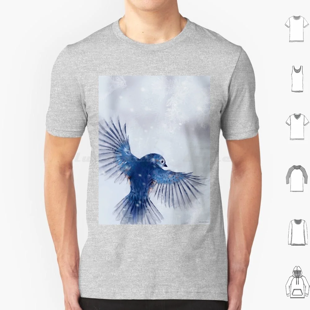 Winter Chickadee 2 T Shirt Cotton Men Women DIY Print Blue Bird Bluebird Realistic Animal Colourful Winter Frost Chickadee