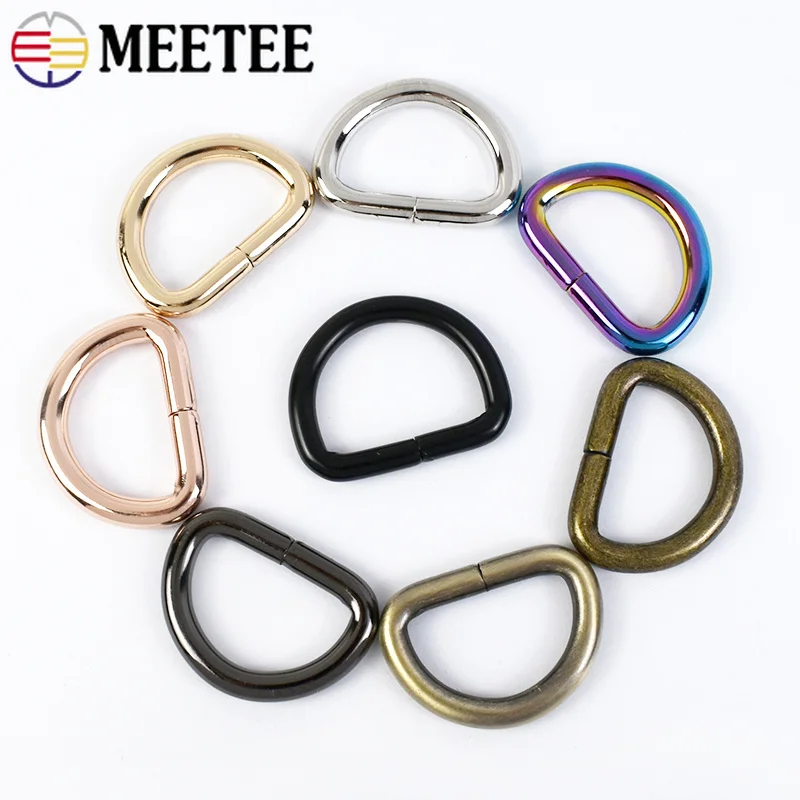 10/20Pcs Metal D Ring Buckle 20-38mm Dog Leash Adjuster Loop Hook Belt Handbag Strap Connector Clasp DIY Hardware Accessories