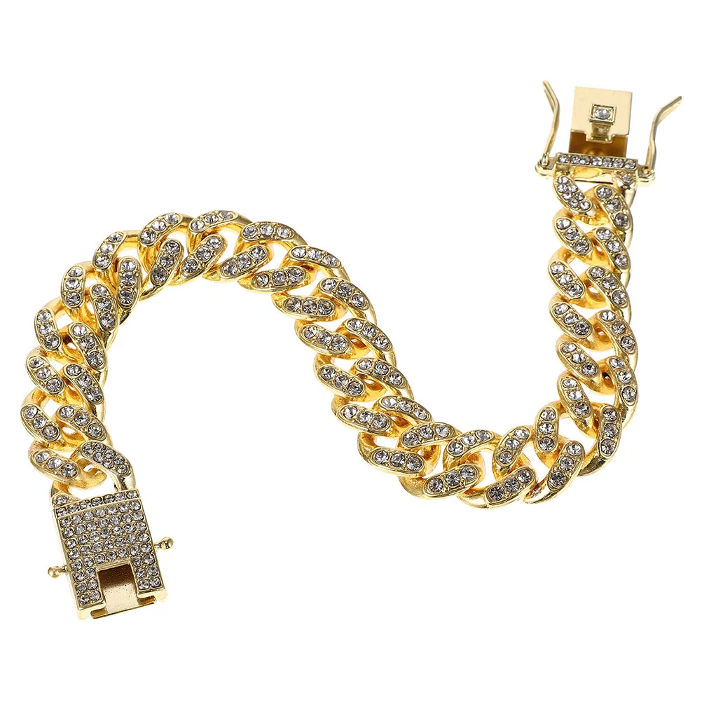 Dog Leash Collar Neck Chain Gold Fine Ornament Fashionable Zinc Alloy Decorative