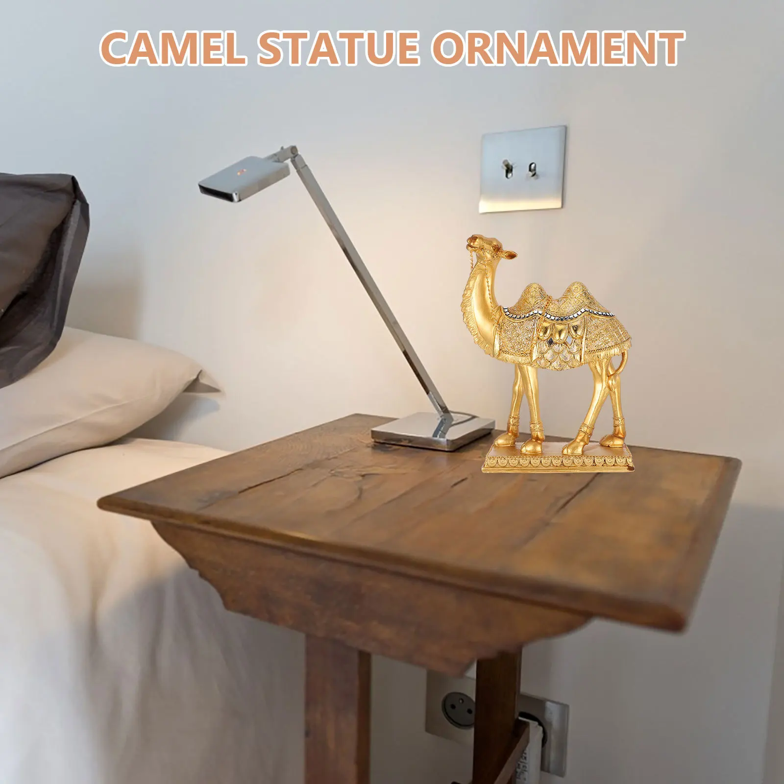 

Resin Camel Middle Eastern Style Statue Desert Animal Figurines Standing Camel Home Desk Entrance Decor Ornamental Sculpture