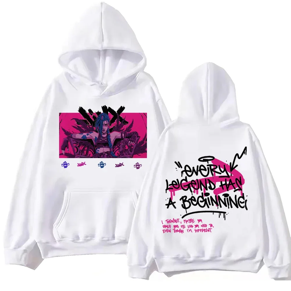 Hot Anime Arcane-Jinx Hoodie Harajuku Pullover Tops Man Woman Sweatshirt Fans Gift