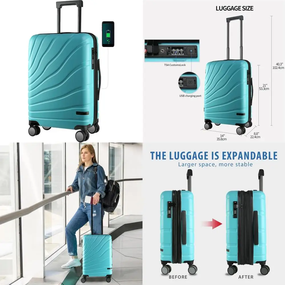 

Vankean 20-дюймовый расширяемый чемодан с твердым корпусом и замком TSA, одобренный авиакомпанией для путешествий