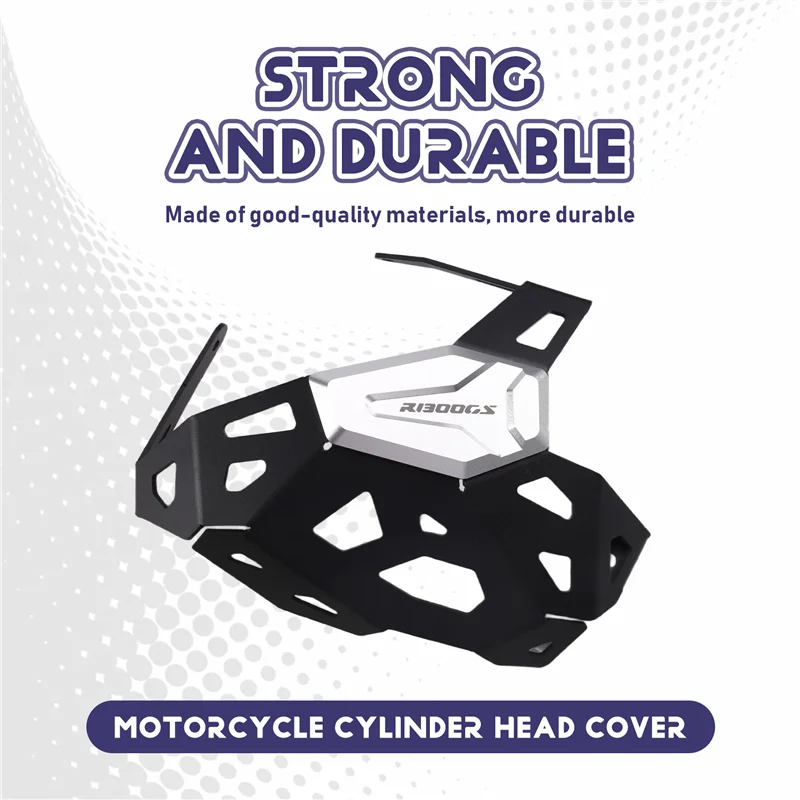 دائم لسيارات BMW R1300GS واقي رأس الأسطوانة لحماية محرك BMW R1300GS لسيارات BMW R1300GS أسود + فضي