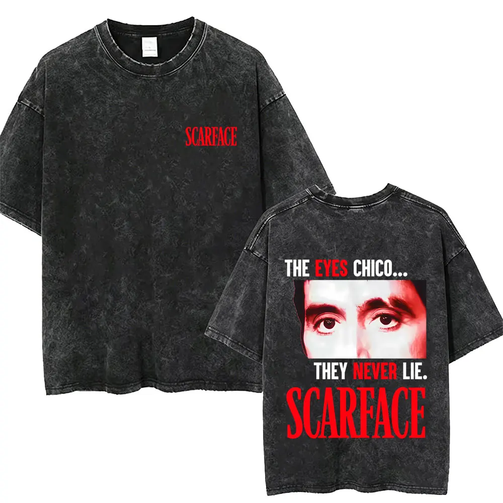 

Classic Gangsters Movie Scarface Graphic T-shirt Tony Montana Al Pacino Vintage Washed T-shirts Men Women Rock Oversized T Shirt