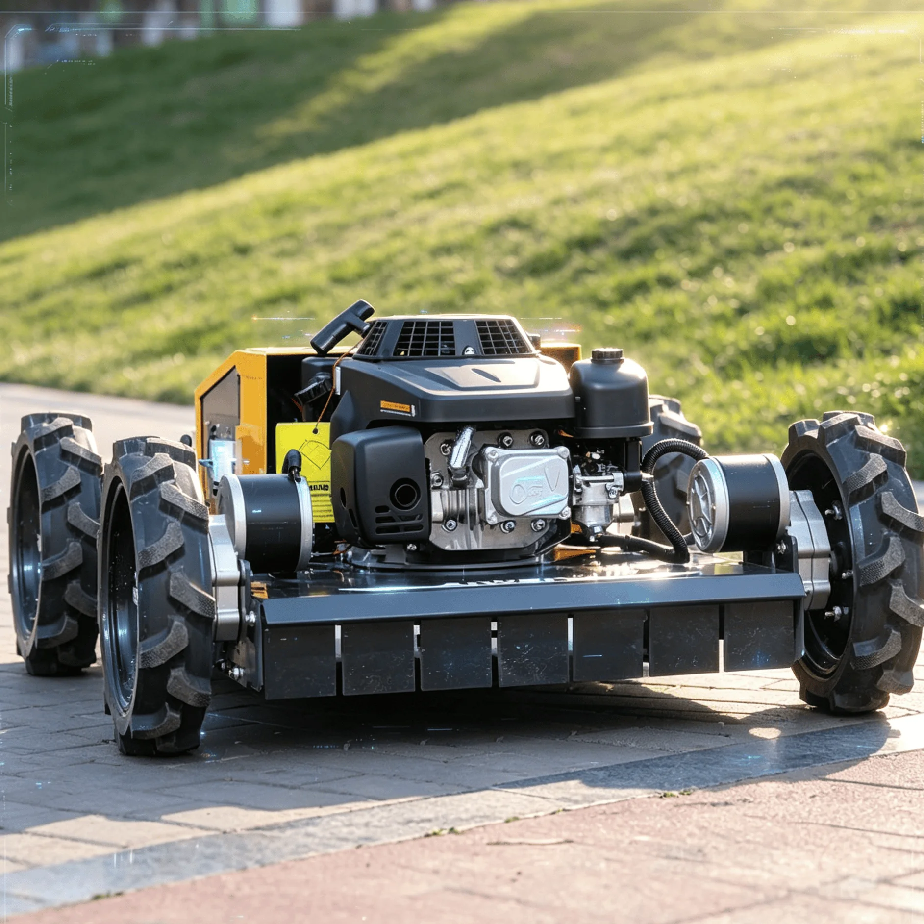 

Customized CE Euro V certified petrol lawn mower robot high torque engine stable running for rugged mountain slope greenbelt bus